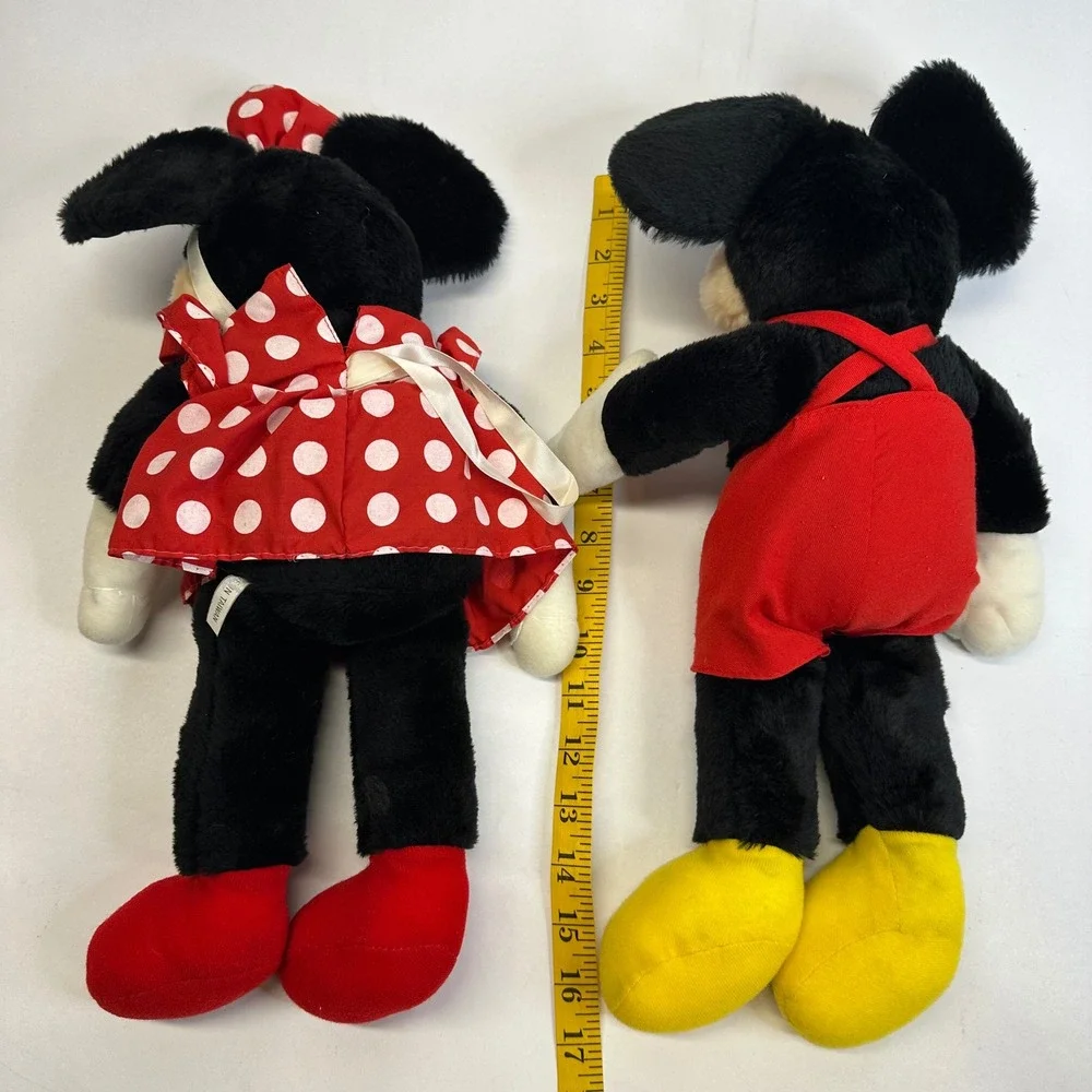 Vintage Disney Mickey and Minnie Mouse Plush‎ Stuffed Animal Set 16 Inch Taiwan